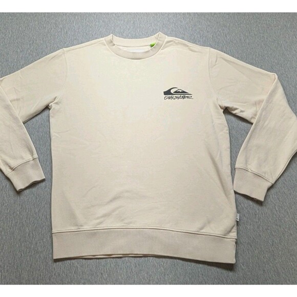 Quiksilver Men's Crew Neck Sweatshirt, Cream Size Medium - Picture 1 of 11